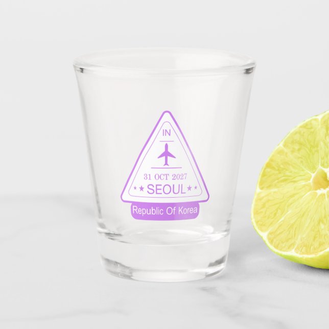 Copo De Shot Carimbo de Passaporte Seul Coreia (Frente)