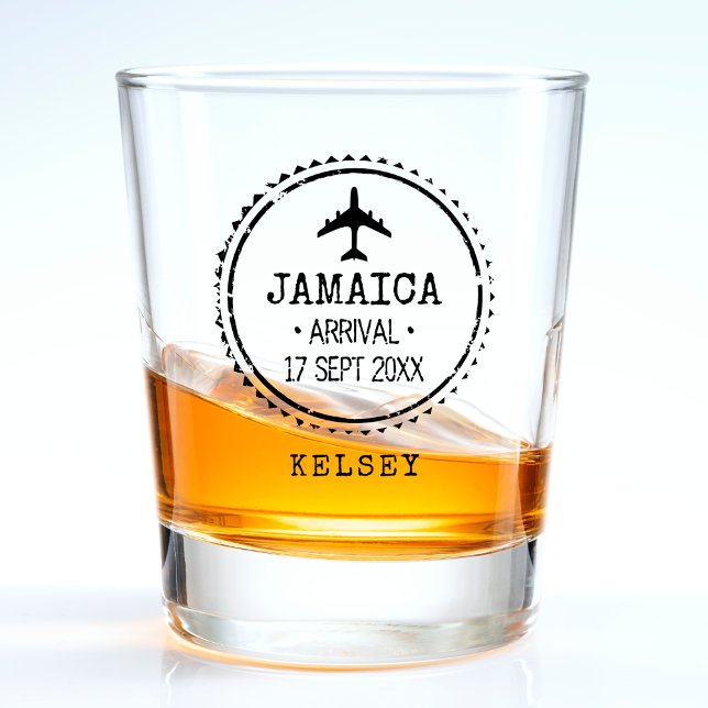 Copo De Shot Carimbo Passaporte Jamaica Destino Casamento (Passport Stamp Jamaica Destination Wedding Shot Glass
)