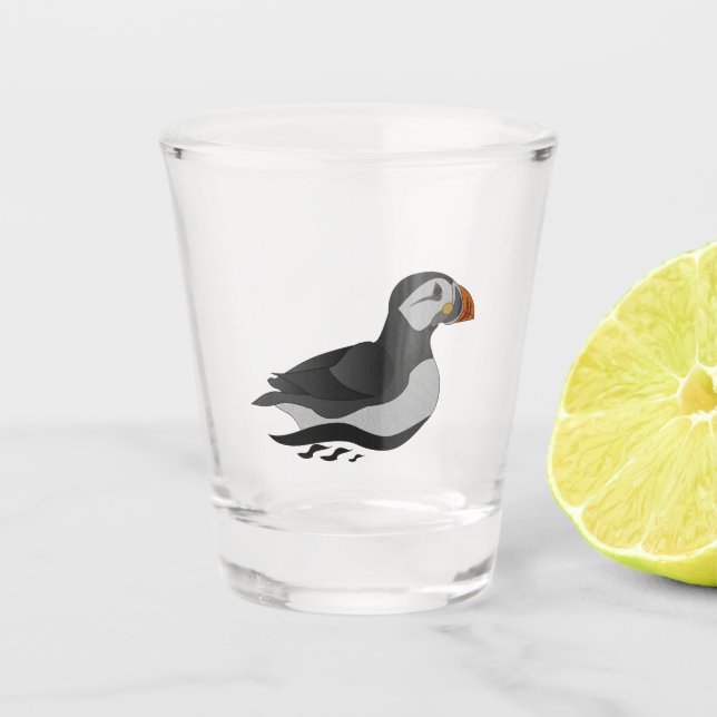 Copo De Shot Cartografia de Nadação de Puffin no Atlântico Ador (Frente)