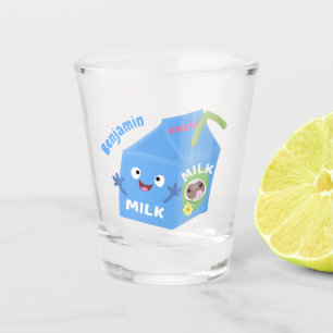 Copo De Shot Cartoon de cartonagem de leite feliz e bonito