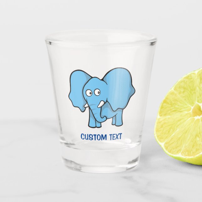 Copo De Shot Cartoon de Elefante Azul (Frente)