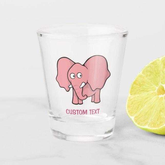 Copo De Shot Cartoon de Elefante Rosa (Frente)