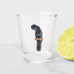 Copo De Shot Cartoon de pássaro preto de cauda vermelha