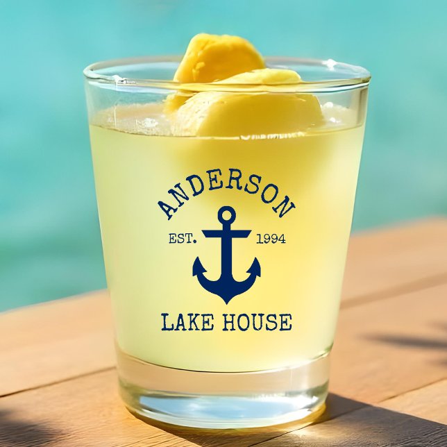 Copo De Shot Casa da Família de Âncoras Azul Marinho (Customize to change text size or color.)