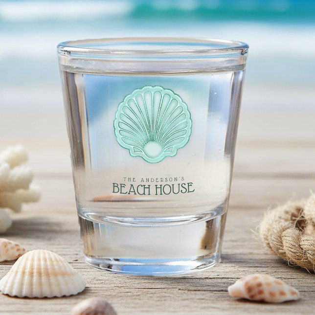 Copo De Shot Casa de Praia Concha de Aqua Azul ID623 (Criador carregado)