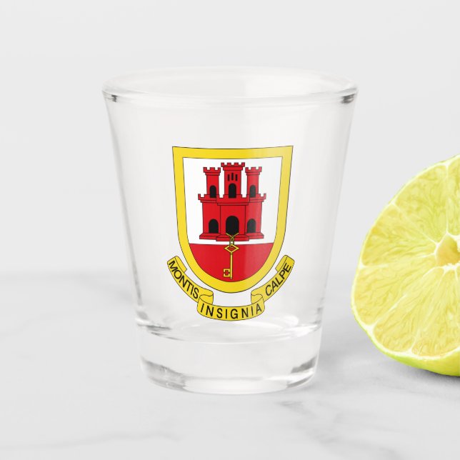 Copo De Shot Casaco de Armas de Gibraltar (Frente)
