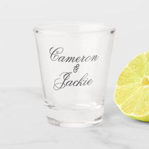Copo De Shot Casais de casamento simples e elegante nome caligr