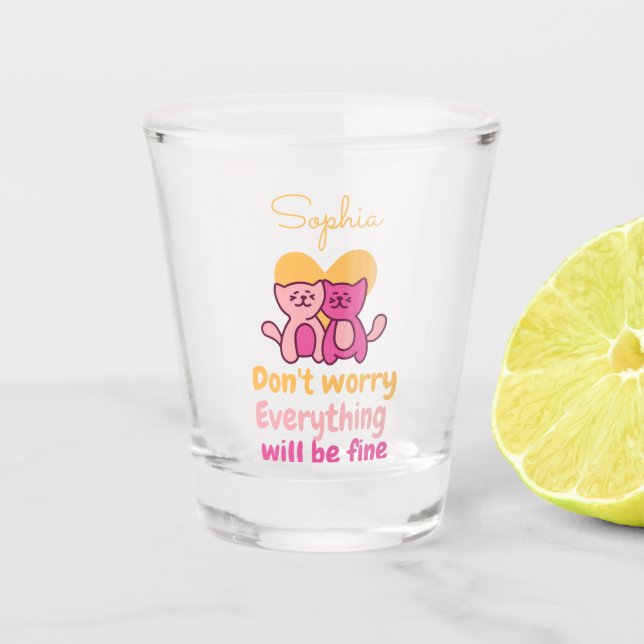 Copo De Shot Casal Gato Adorável (Frente)