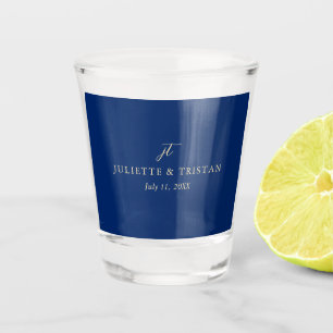 Copo De Shot Casamento Clássico Elegante em Azul Marinho e Crem