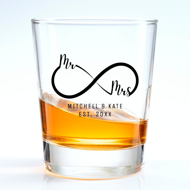 Copo De Shot Casamento com o Símbolo do Infinito Sr. e Sra. (Mr & Mrs Infinity Symbol Wedding Shot Glass
)