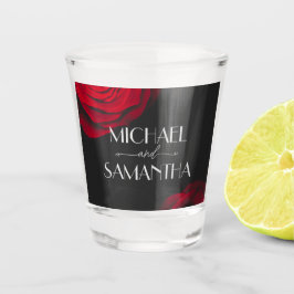 Copo De Shot Casamento de flores de pétalas com rosa vermelha d