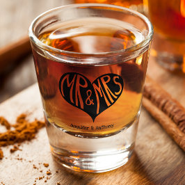 Copo De Shot Casamento de Forma do Sr. e Sra. Black Heart