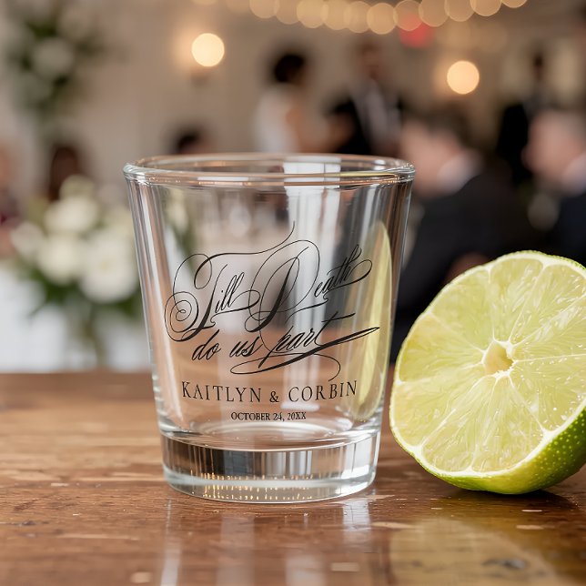 Copo De Shot Casamento de Góticos Elegante da Morte (Till Death Do Us Part Wedding Favor Shot Glass)