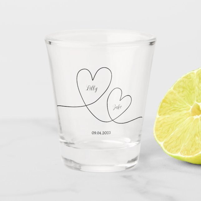 Copo De Shot Casamento de Script de Caligrafia Moderna do Coraç (Frente)