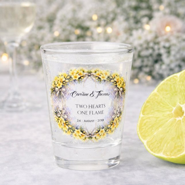 Copo De Shot Casamento Floral de Freesia Romântica Amarelo Caná (Criador carregado)