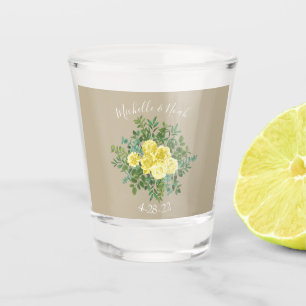 Copo De Shot Casamento Floral do Rosa Amarelo-claro e Khaki Ecr