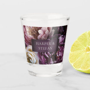 Copo De Shot Casamento Floral Roxo Maximalista Elegante