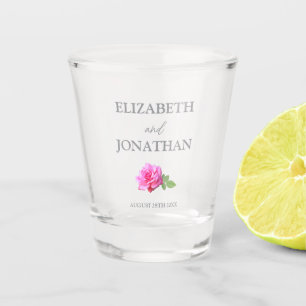 Copo De Shot Casamento Minimalista Clássico Rosa Rosa