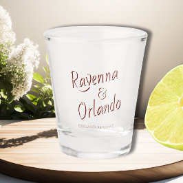 Copo De Shot Casamento Minimalista Retro Clássico em Marfim Cur