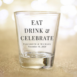 Copo De Shot Casamento Moderno Comer Beber Celebrar