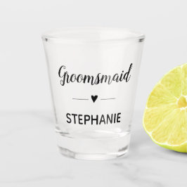 Copo De Shot Casamento Monograma De Script Preto Da Groomsmaid