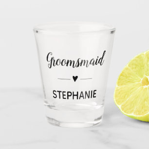 Copo De Shot Casamento Monograma De Script Preto Da Groomsmaid