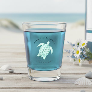 Copo De Shot Casamento na Praia de Espuma do Mar Tartaruga ID83