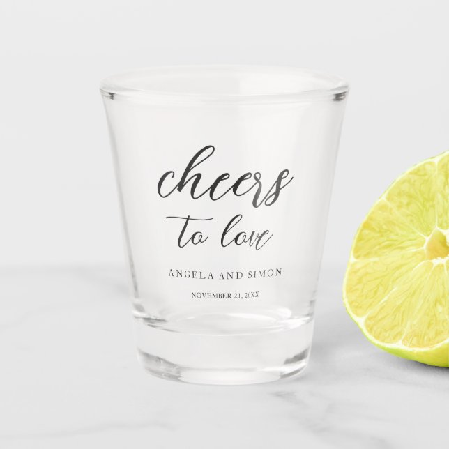 Copo De Shot Casamento Neutro Moderno Elegante (Frente)