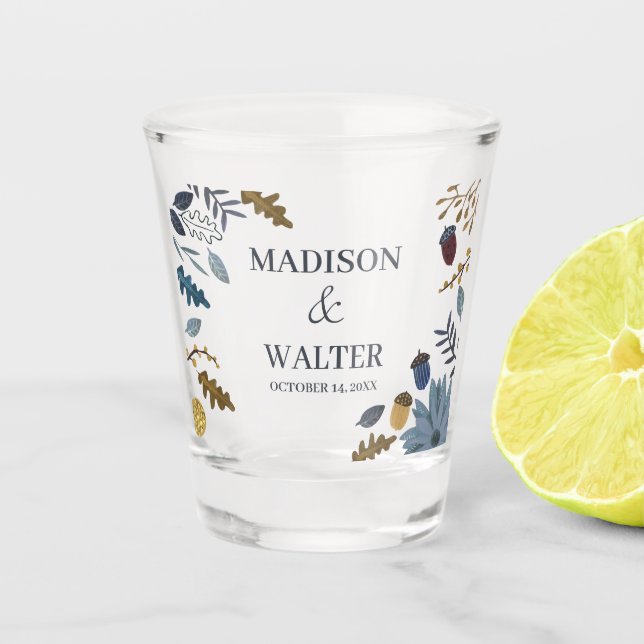 Copo De Shot Casamento outono russo das folhas do outono (Frente)