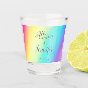 Copo De Shot Casamento Personalizado Colorido bonito Rainbow Fa
