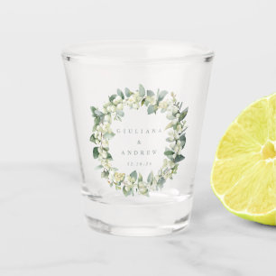 Copo De Shot Casamento Personalizado de Snowberry e Eucalyptus