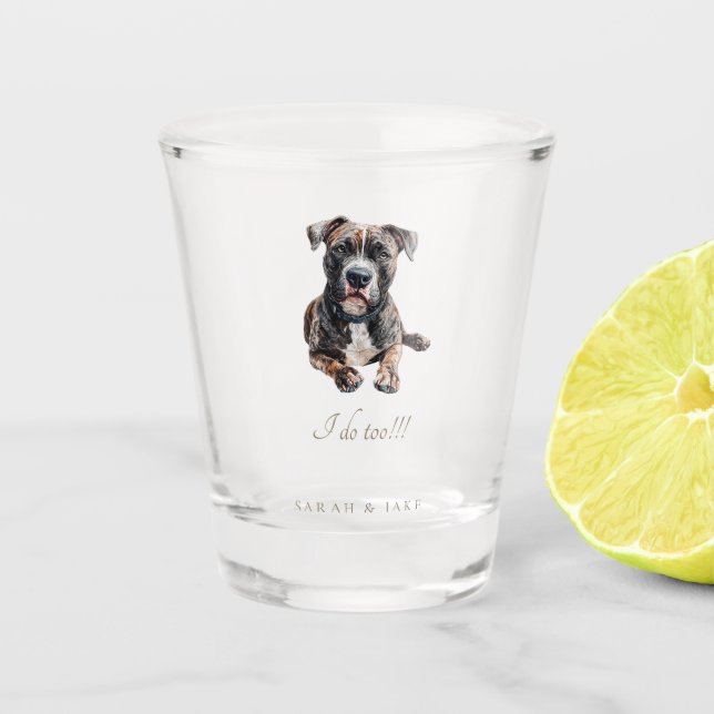 Copo De Shot Casamento Pet Personalizado Pit Bull  (Frente)