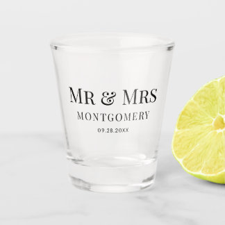 Copo De Shot Casamento Simples Clássico Elegante Sr e Sra