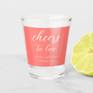 Copo De Shot Casamento Simples Coral Vibrante Moderno e Ousado