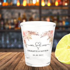 Copo De Shot Casamento sr sra casal capim dos pampas flores ros