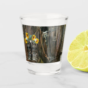 Copo De Shot Cavalo Cowboy Boots Girassóis Flores Rústicas Cons