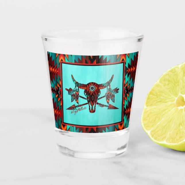 Copo De Shot Caveira De Buffalo E Setas Vidro (Frente)
