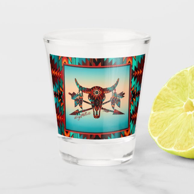 Copo De Shot Caveira De Buffalo E Setas Vidro (Frente)