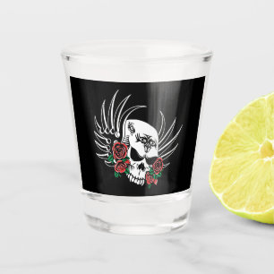 Copo De Shot Caveira Tribal com Rosas