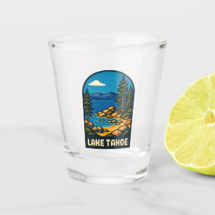 Copo De Shot Cenário do Lago Viagens vintage Tahoe California