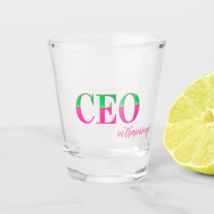 Copo De Shot CEO Motivacional em Treinamento Rosa e Verde