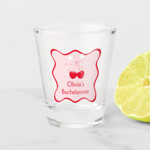 Copo De Shot Cereja De Arco De Onda Vermelha Cor-De-Rosa Na Bac