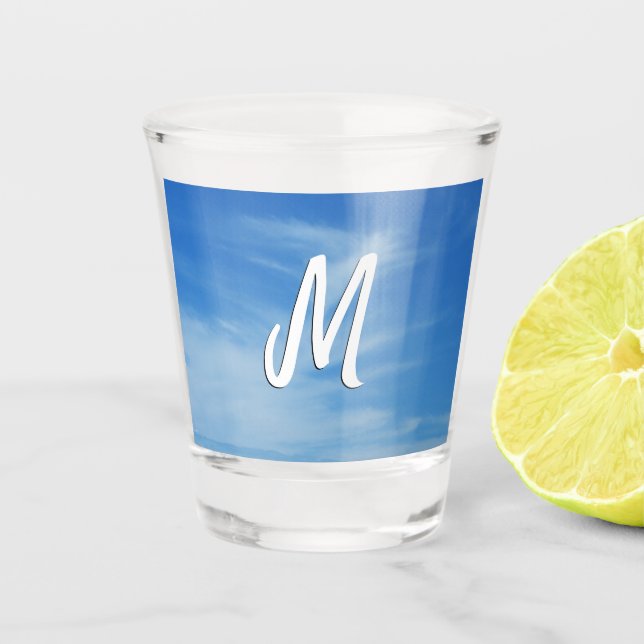 Copo De Shot Céu Azul com Abstrato de Foto de Nuvens Brancas (Frente)