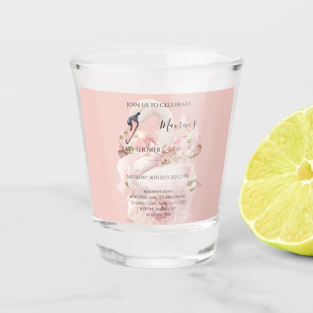 Copo De Shot Chá de Bebê Menina com Laço Rosa (Frente)