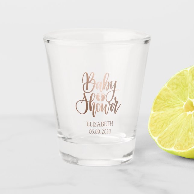 Copo De Shot Chá de fraldas Dourado Pés (Frente)