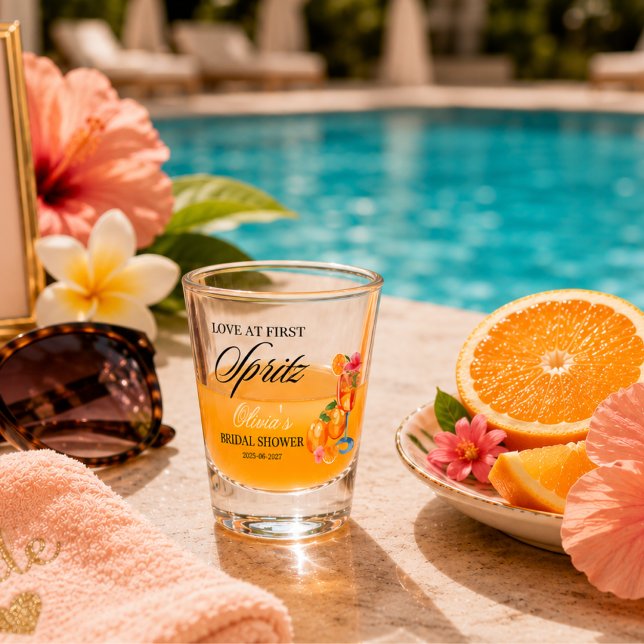 Copo De Shot Chá de Noiva Amor à Primeira Spritz (Love at First Spritz Bridal Shower Shot Glass)