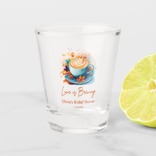 Copo De Shot Chá de Noiva Amor Azul Floral está Fermentando Caf