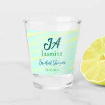 Chá de noiva em aquarela pastel azul verde nome da