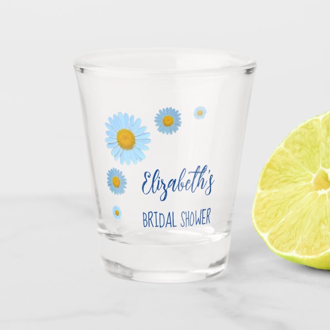 Copo De Shot Chá de Noiva Floral Blue Daisies (Frente)