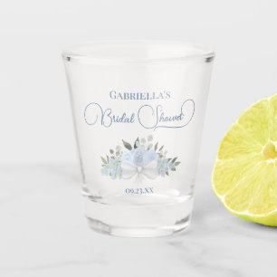 Copo De Shot Chá de panela Elegante Buquê Rosa Azul Dusty